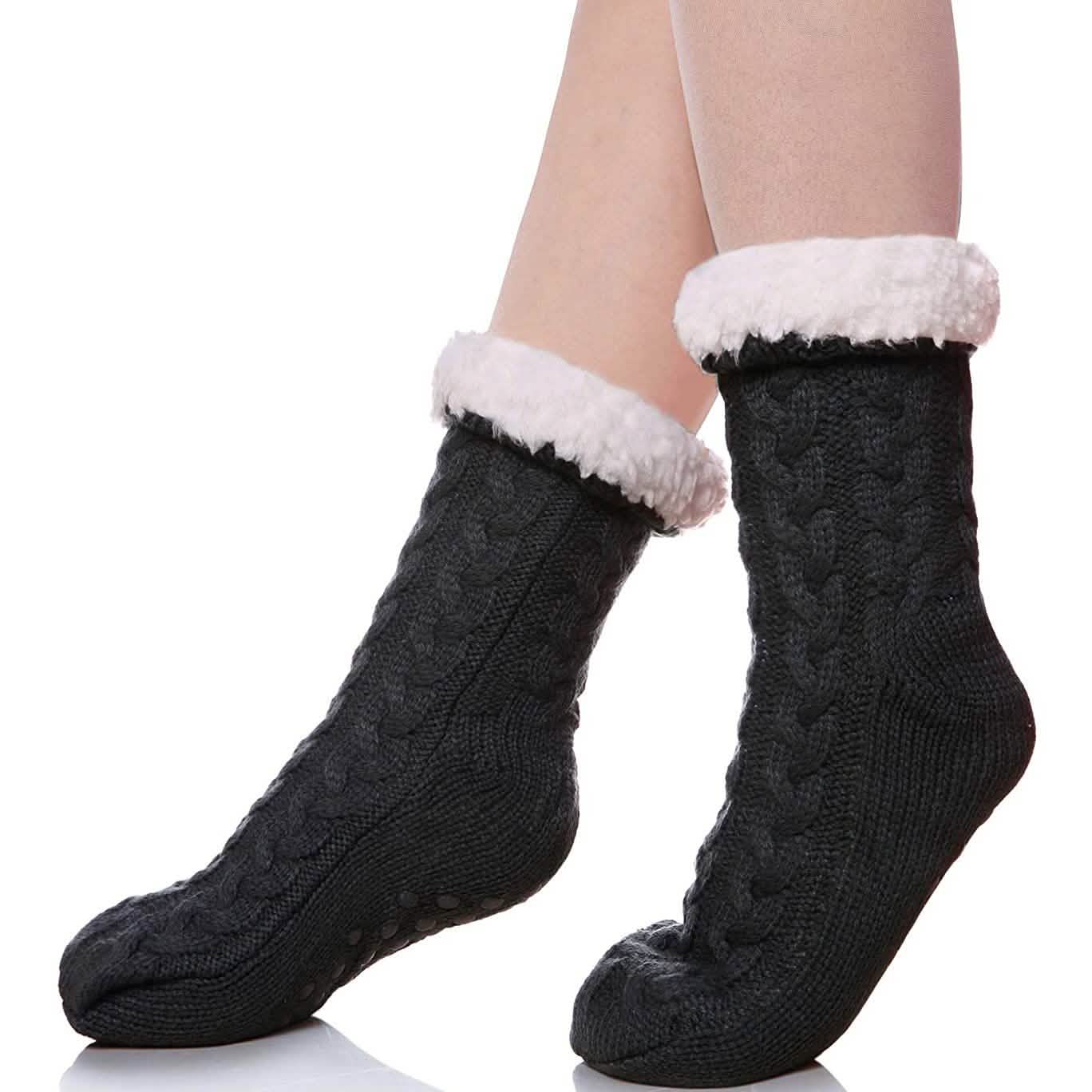 Women's Winter Super Soft Warm Cozy Fuzzy Fleece-Lined with Grippers Slipper Socks DailySale