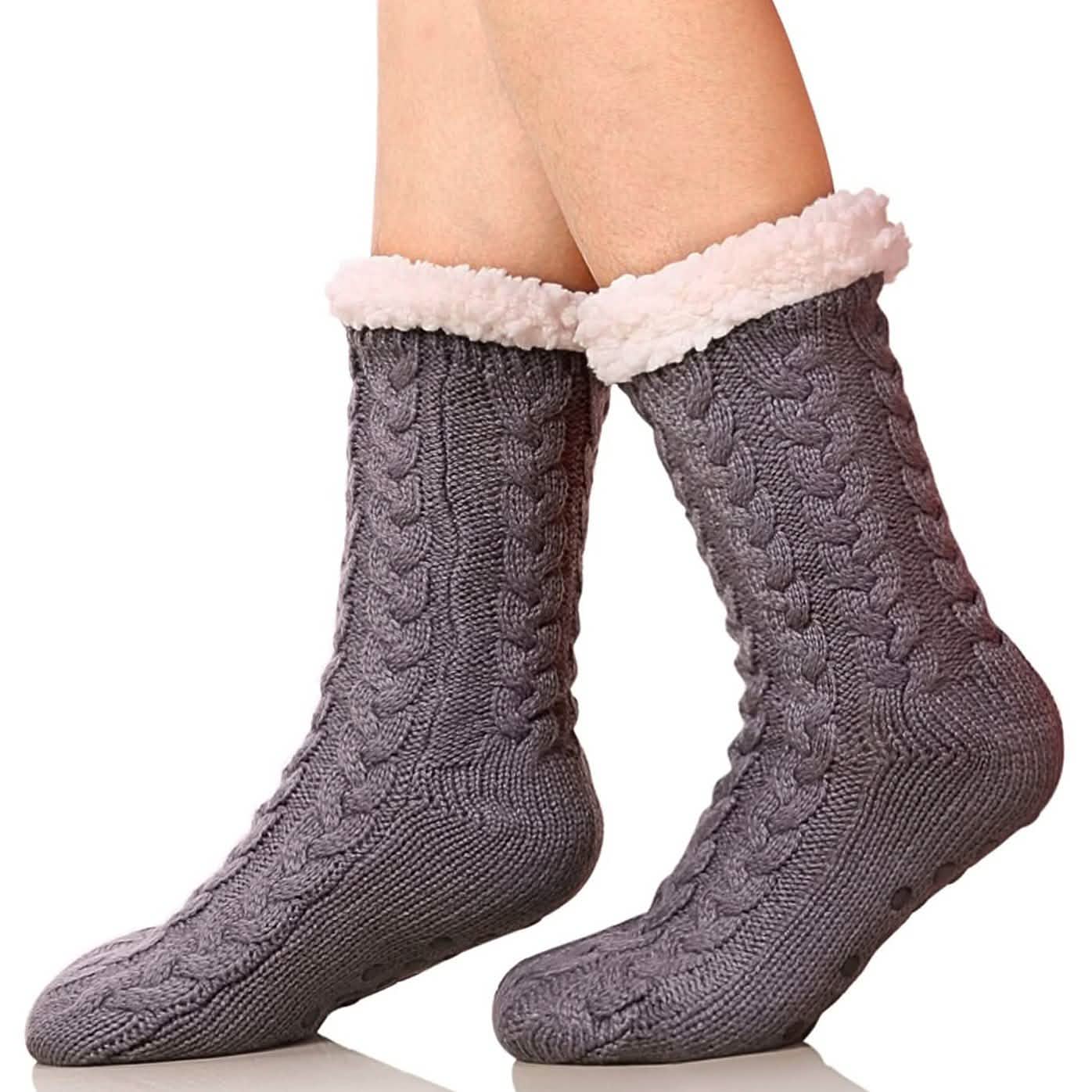 Women's Winter Super Soft Warm Cozy Fuzzy Fleece-Lined with Grippers Slipper Socks DailySale