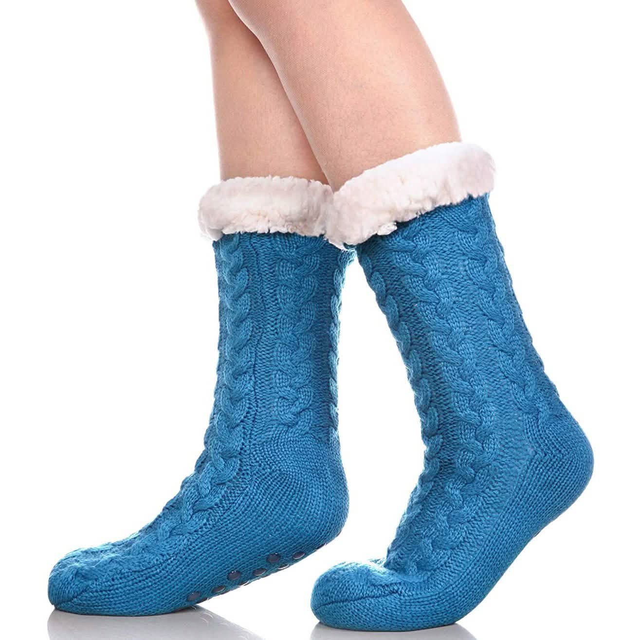 Women's Winter Super Soft Warm Cozy Fuzzy Fleece-Lined with Grippers Slipper Socks DailySale