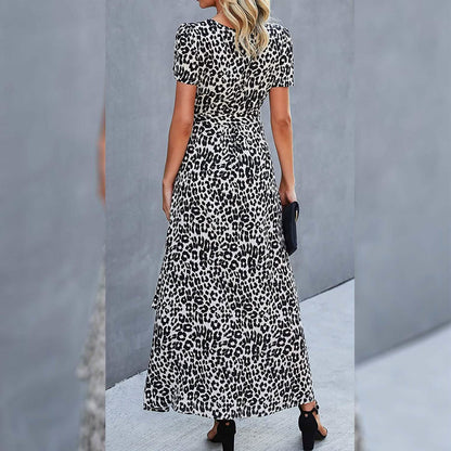 Women's Wrap V Neck Maxi Dresses Short Sleeve Split Casual Long Dress DailySale
