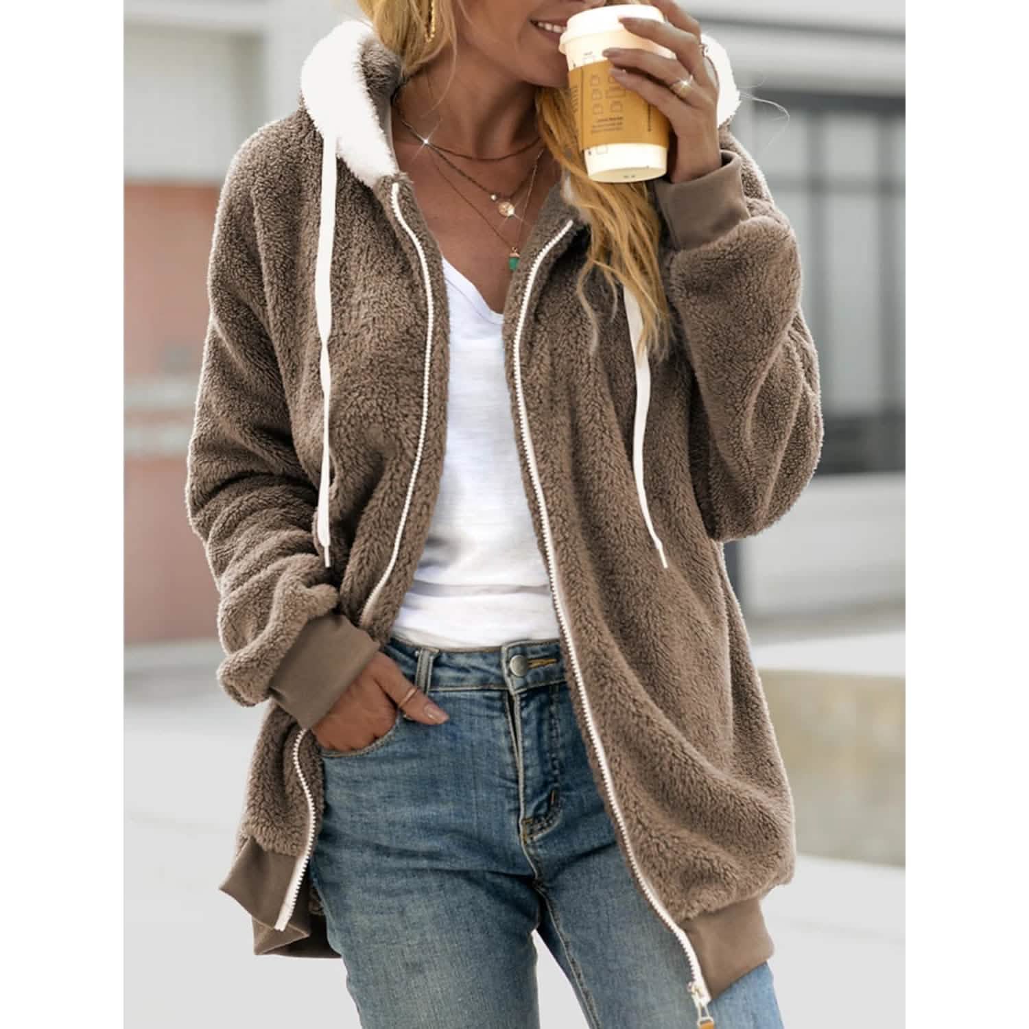 Women's Zip Fleece Hoodie Sweatshirt DailySale