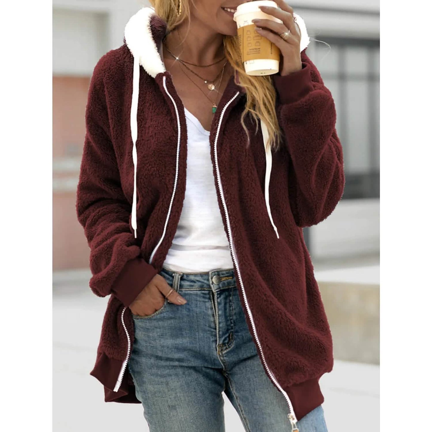 Women's Zip Fleece Hoodie Sweatshirt DailySale