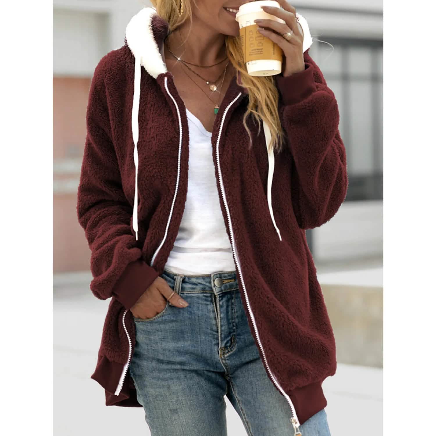 Women's Zip Fleece Hoodie Sweatshirt DailySale