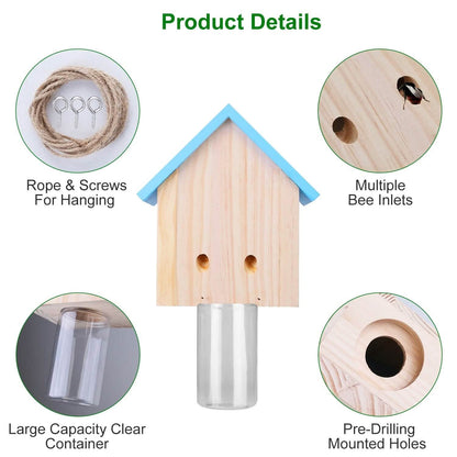 Wood Carpenter Bee Trap Outdoor Natural Pine Wood DailySale