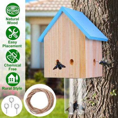 Wood Carpenter Bee Trap Outdoor Natural Pine Wood DailySale