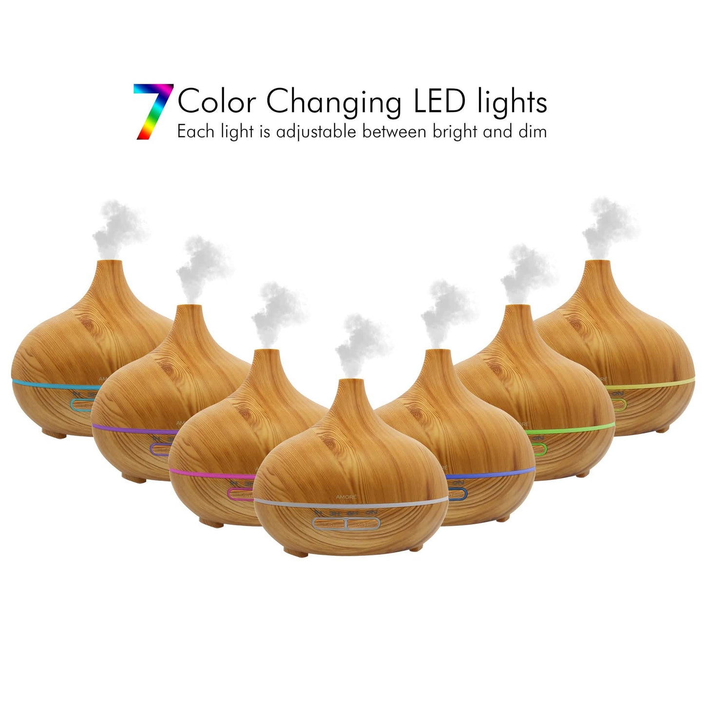 Wood Grain Ultrasonic Cool Mist Diffuser With 7 Color LED Lights DailySale