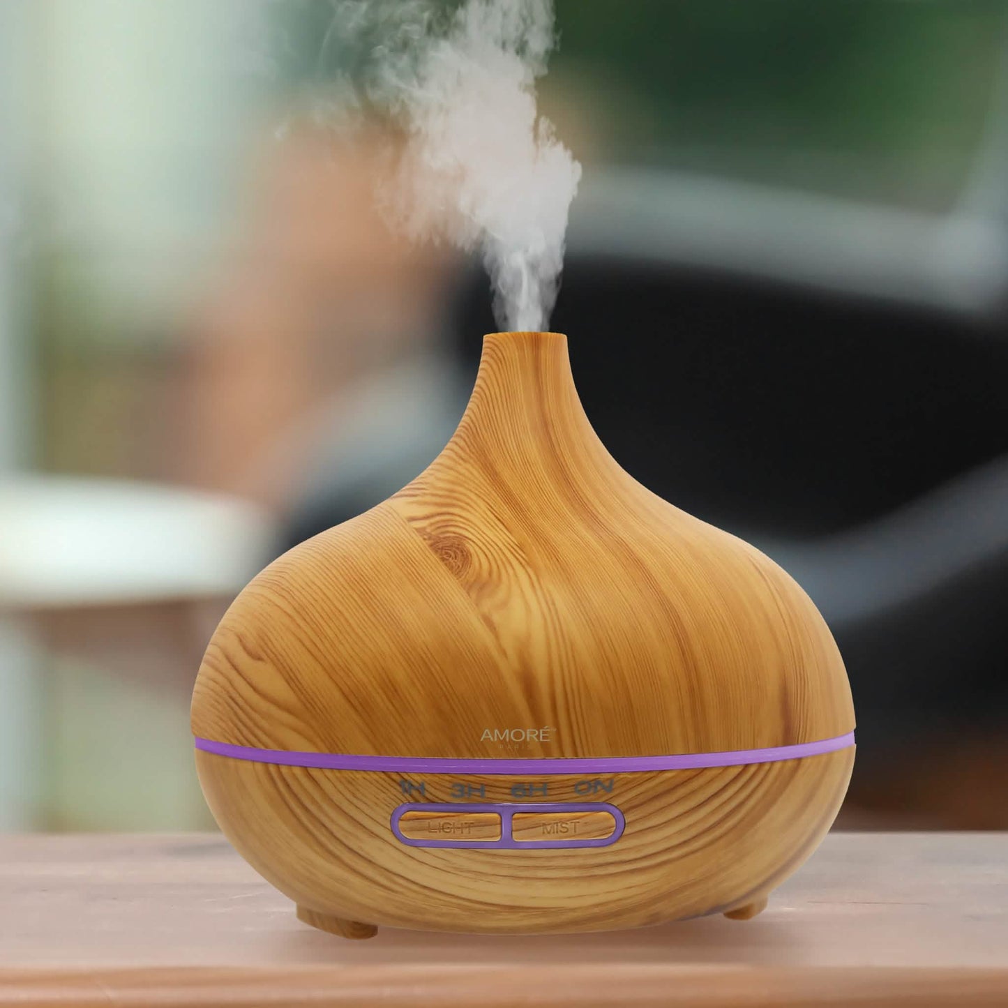 Wood Grain Ultrasonic Cool Mist Diffuser With 7 Color LED Lights DailySale