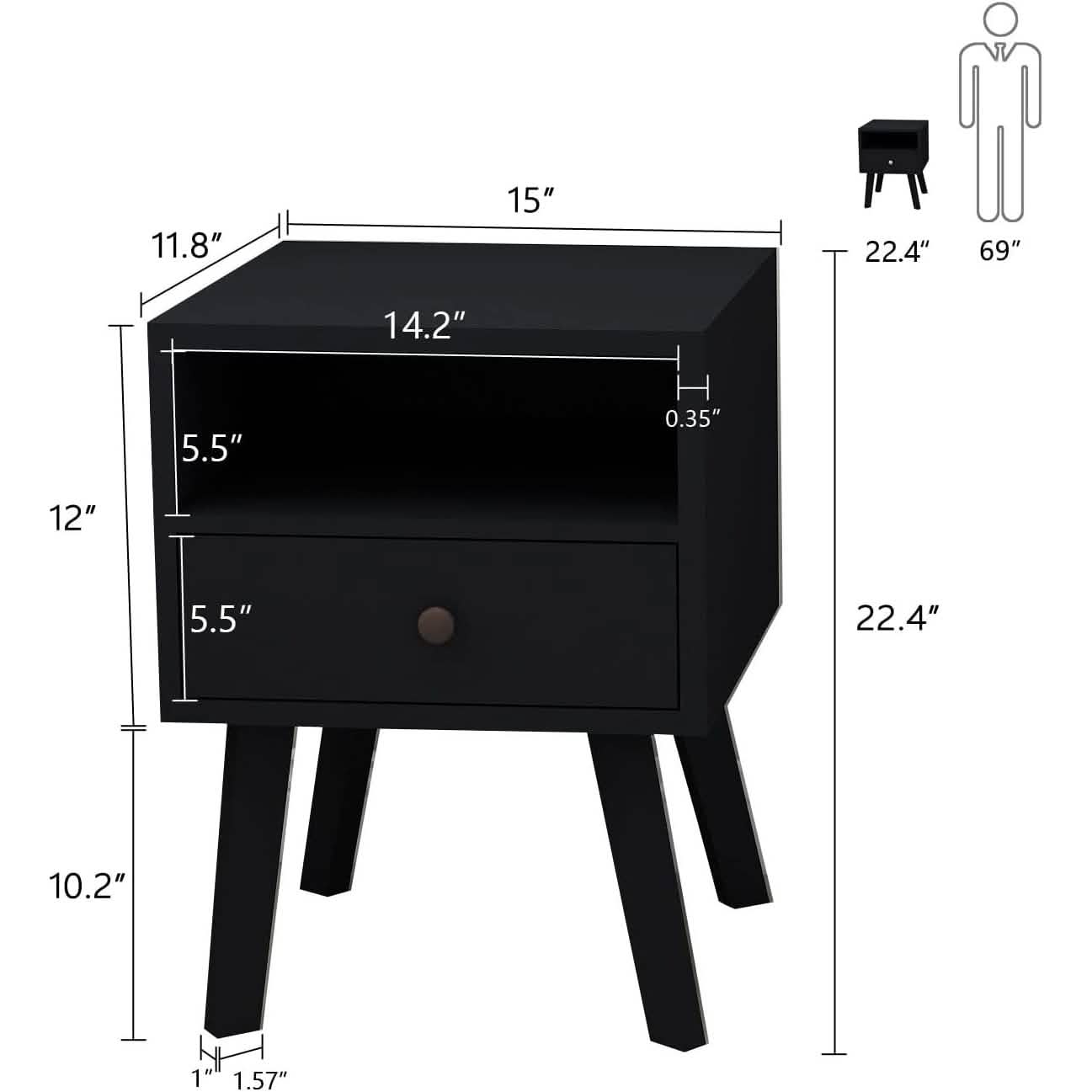 Wood Nightstand with Drawer DailySale