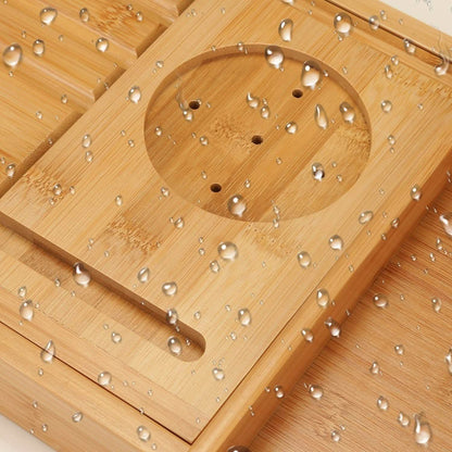 Wooden Bathtub Tray with Wine Glass Slot Phone Tray Book Holder DailySale