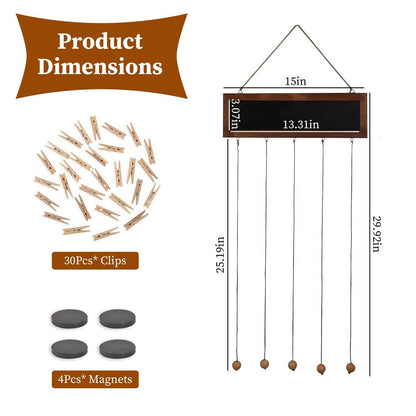 Wooden Hanging Picture Frame Display String Ropes with 30 Clips Writable Blackboard DailySale