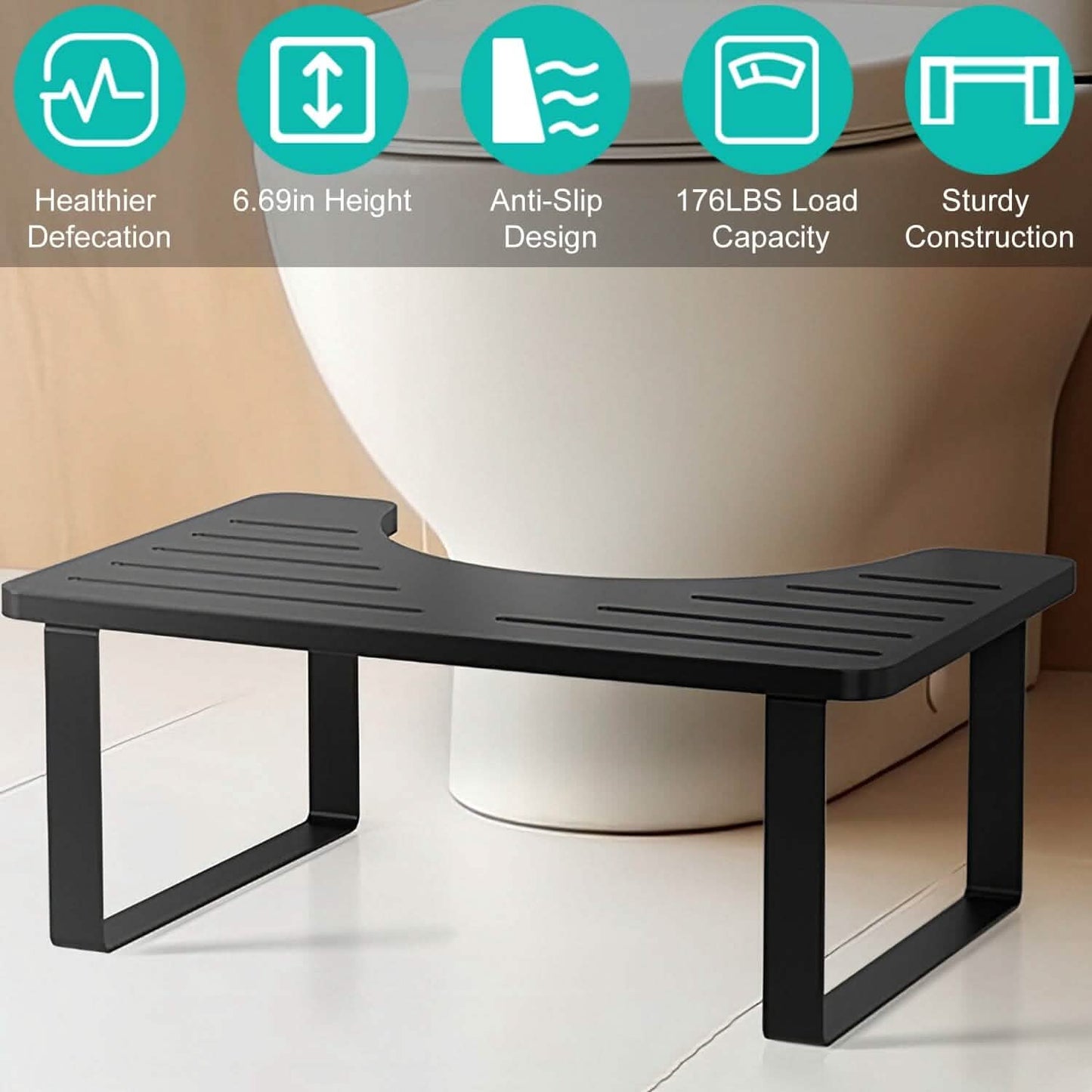 Wooden Metal Stool Height Bathroom Toilet Stool DailySale