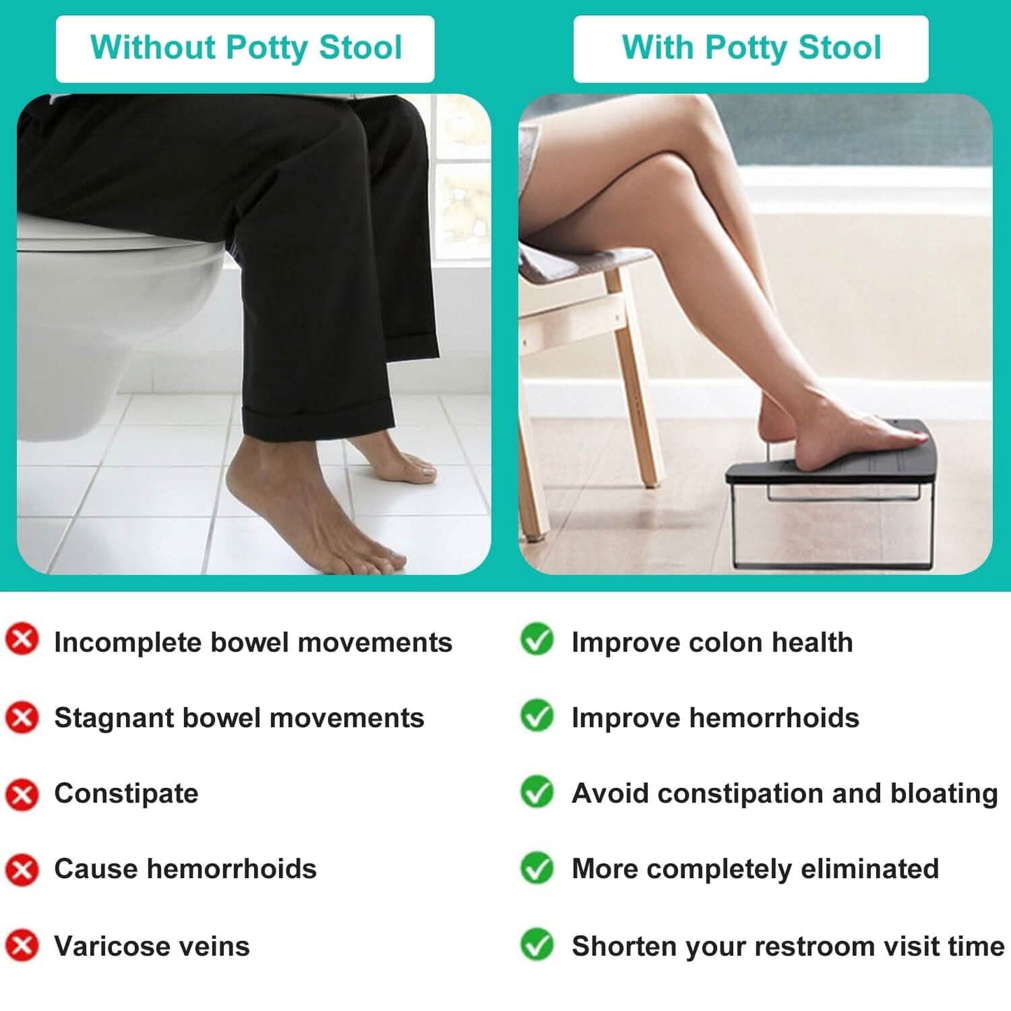 Wooden Metal Stool Height Bathroom Toilet Stool DailySale
