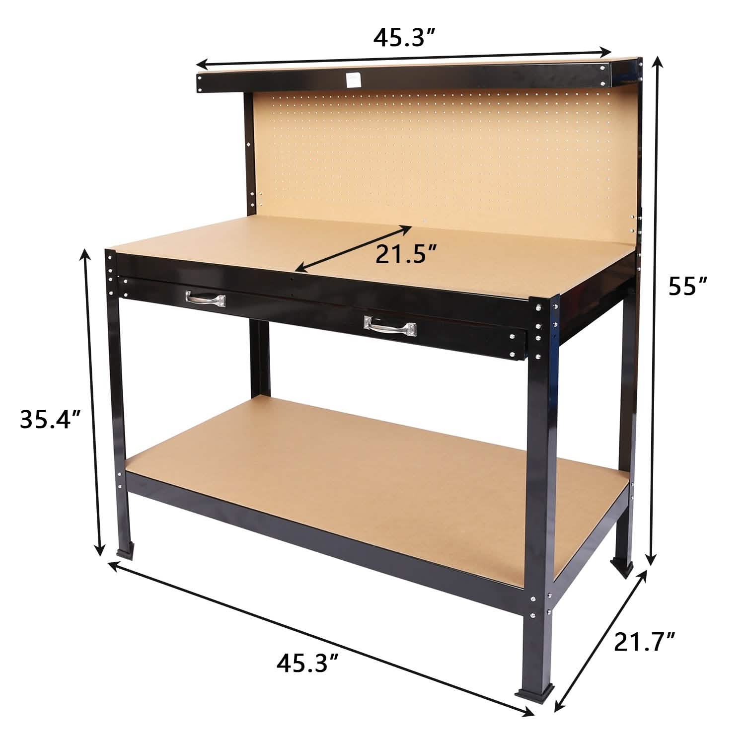Work Benches for Garage Shop Work Station Tools Table with Peg Board and Drawers DailySale