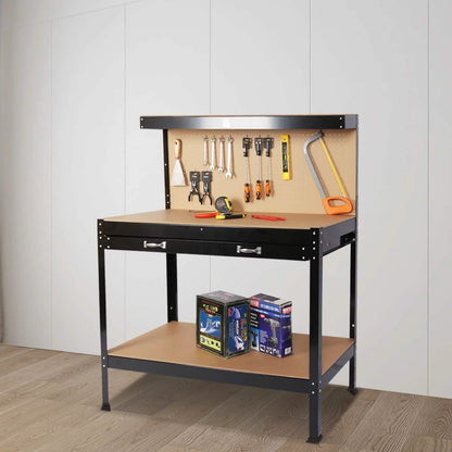 Work Benches for Garage Shop Work Station Tools Table with Peg Board and Drawers DailySale