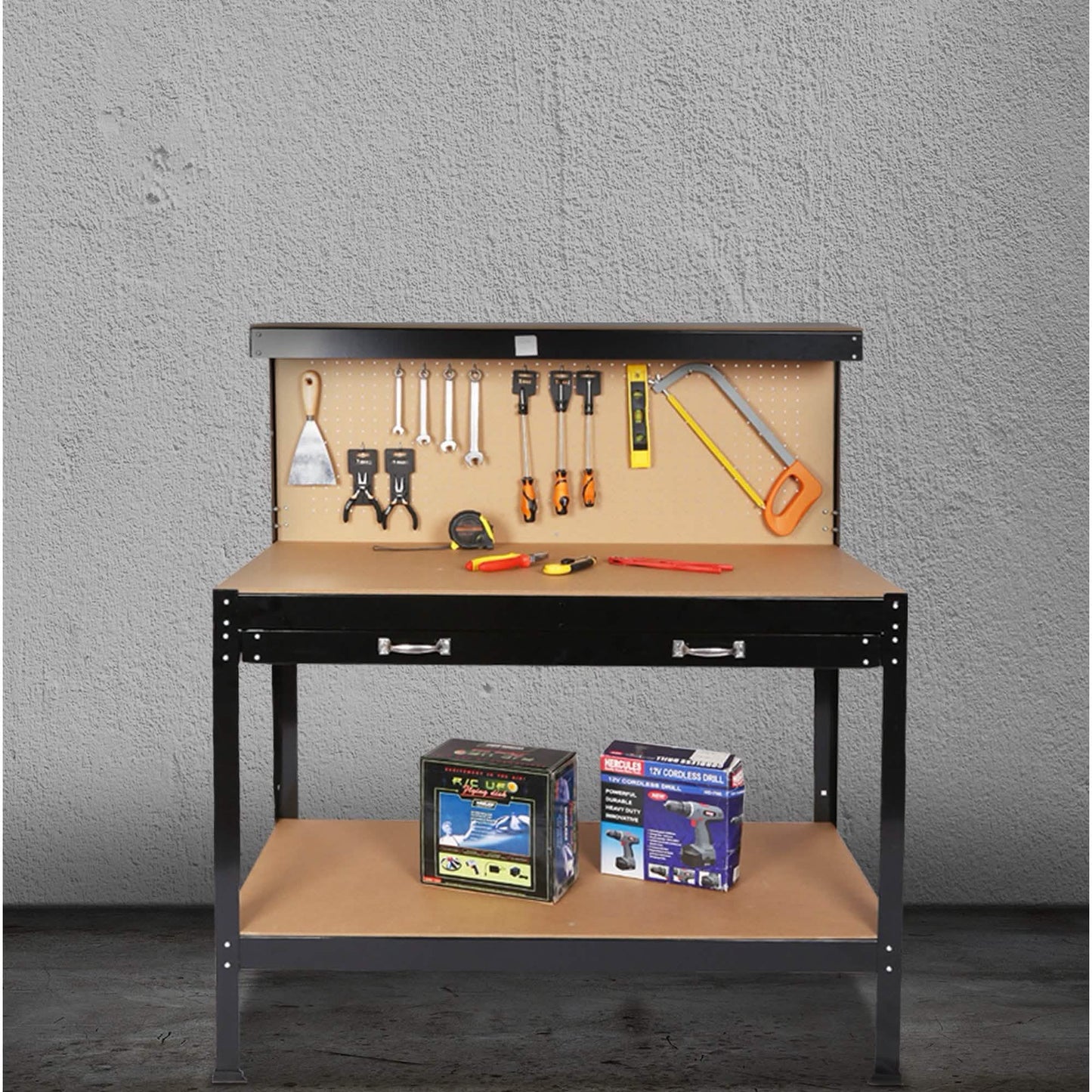 Work Benches for Garage Shop Work Station Tools Table with Peg Board and Drawers DailySale