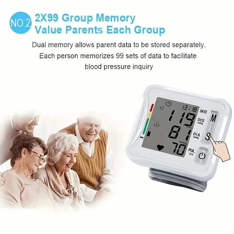 Wrist Blood Pressure Monitor with LCD Display, Adjustable Cuff with Irregular Heartbeat Detection DailySale
