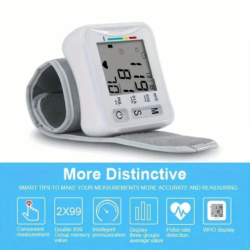 Wrist Blood Pressure Monitor with LCD Display, Adjustable Cuff with Irregular Heartbeat Detection DailySale