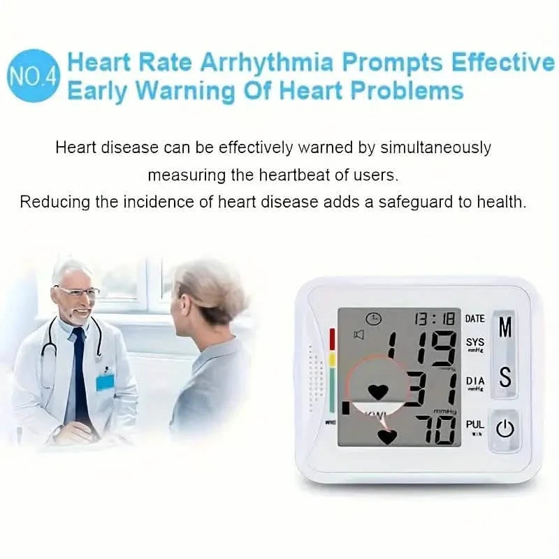 Wrist Blood Pressure Monitor with LCD Display, Adjustable Cuff with Irregular Heartbeat Detection DailySale