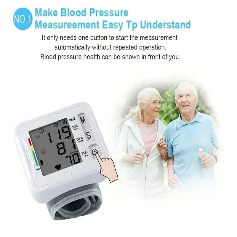 Wrist Blood Pressure Monitor with LCD Display, Adjustable Cuff with Irregular Heartbeat Detection DailySale