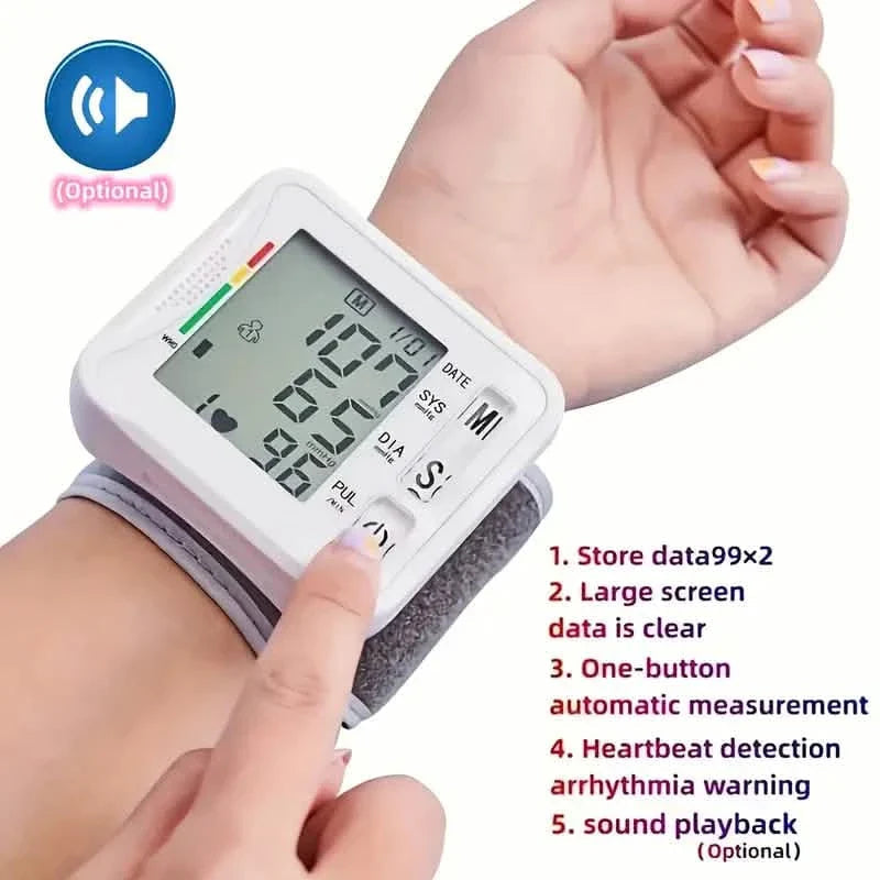 Wrist Blood Pressure Monitor with LCD Display, Adjustable Cuff with Irregular Heartbeat Detection DailySale