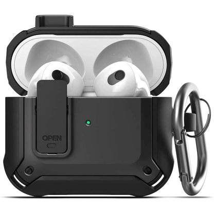 X-Armor for Airpods 3rd Generation Case with Locking Lid | Protective Carrying Pod with Carabiner Keychain (Airpods Gen 3) DailySale