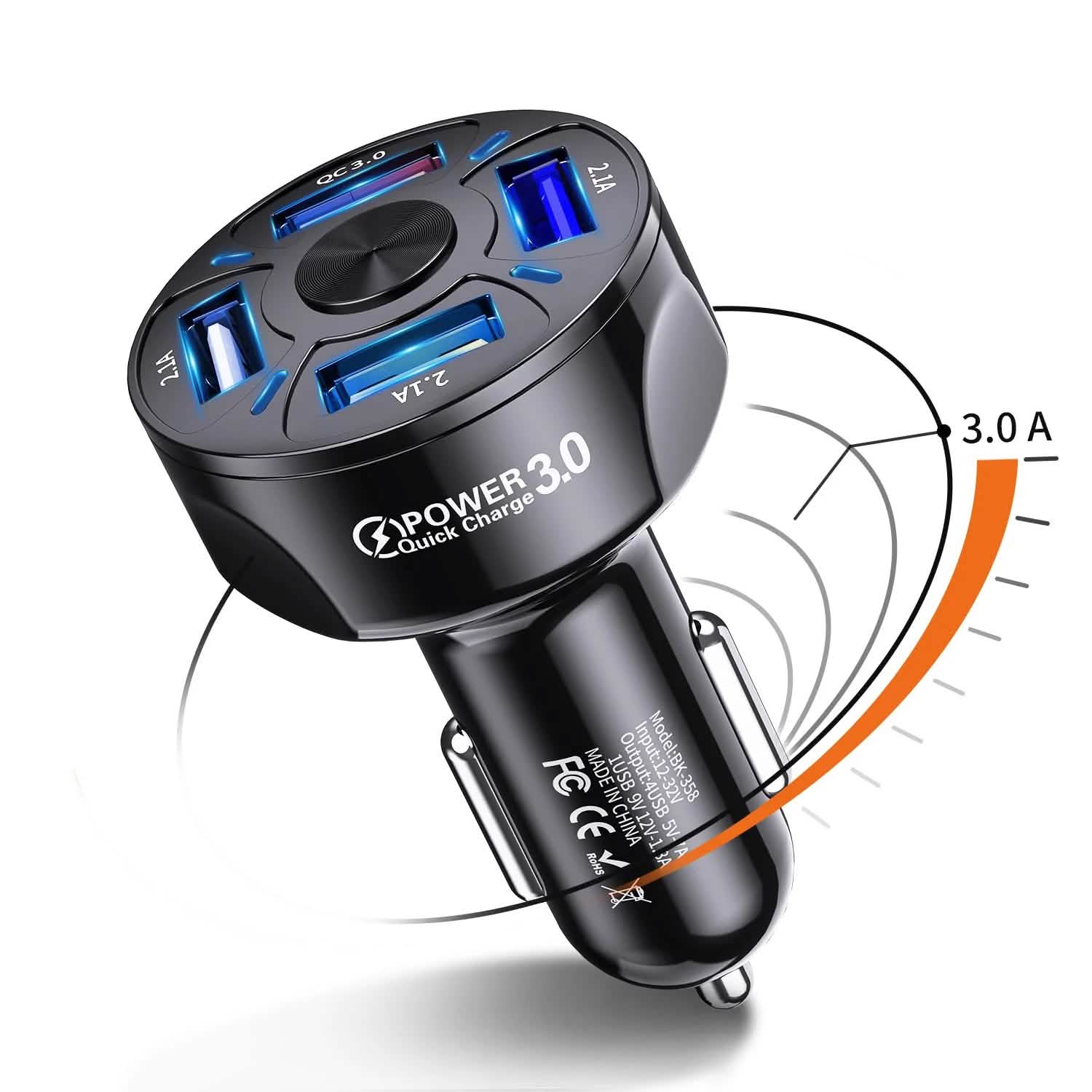 XIA LED 4 Port Rapid Car Charger DailySale