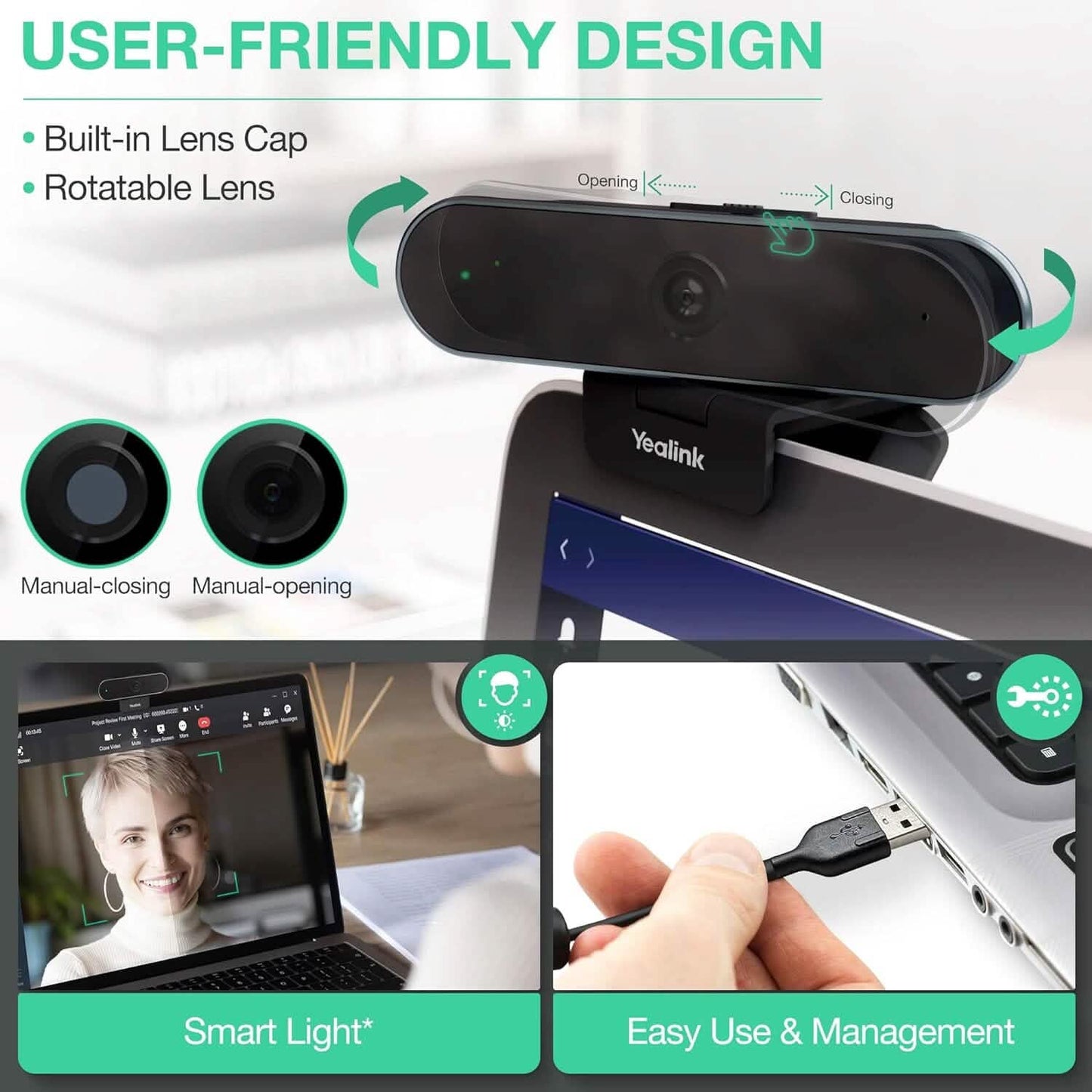 Yealink UVC20 Webcam 1080P Full HD Camera with Microphone  (Refurbished) DailySale