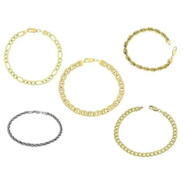 Yellow Gold Cuban, Mariner, Figaro, or Rope Bracelet Gold Filled High Polish Finish DailySale