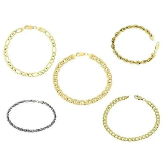 Yellow Gold Cuban, Mariner, Figaro, or Rope Bracelet Gold Filled High Polish Finish DailySale