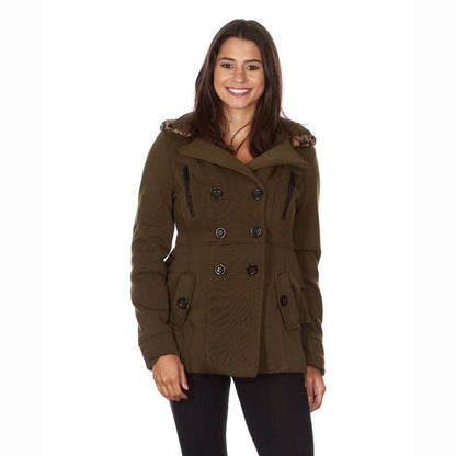 Yoki Women's Leopard Faux Fur Hooded Fleece Coat DailySale