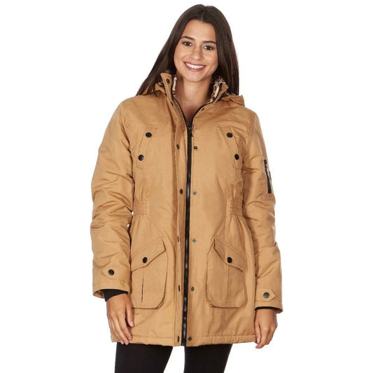 Yoki Women's Long Heavy Weight Coat with Leopard Sherpa Lining and Hood DailySale