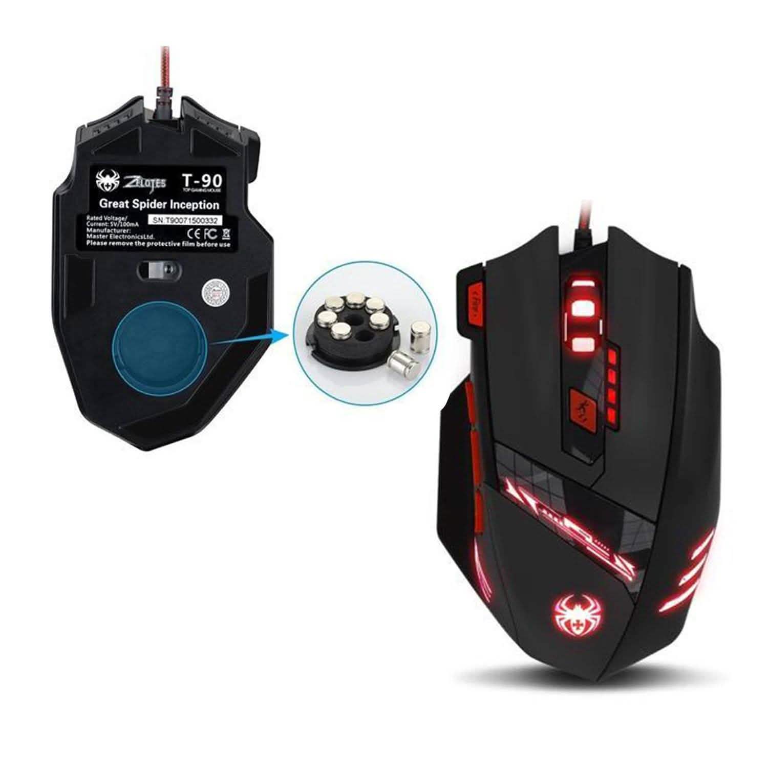 Zelotes 8000 DPI 8 Button USB LED Light Optical Wired Gaming Mouse DailySale