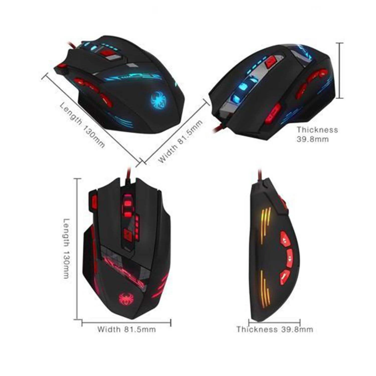 Zelotes 8000 DPI 8 Button USB LED Light Optical Wired Gaming Mouse DailySale