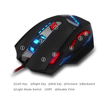 Zelotes 8000 DPI 8 Button USB LED Light Optical Wired Gaming Mouse DailySale