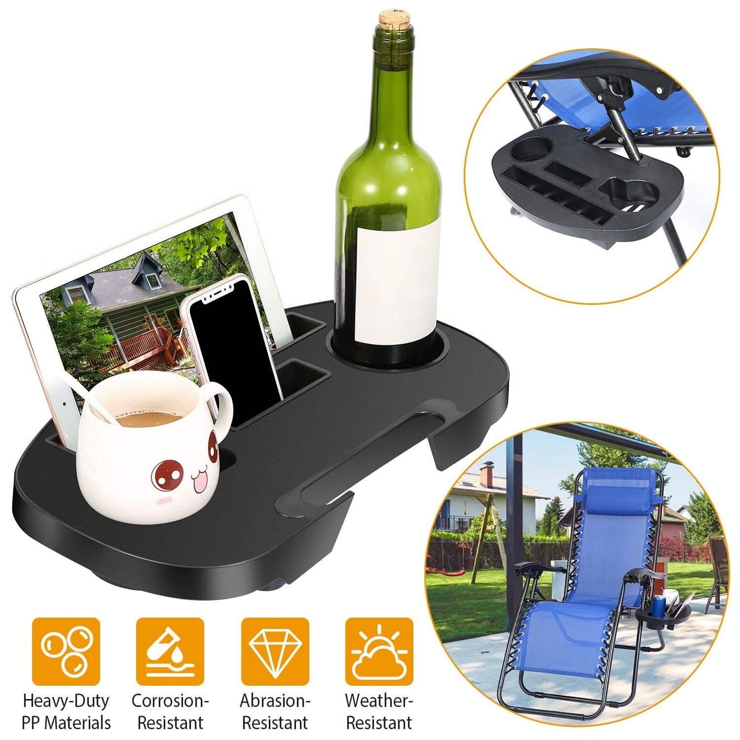Zero Gravity Chair Cup Holder Clip On Side Tray DailySale