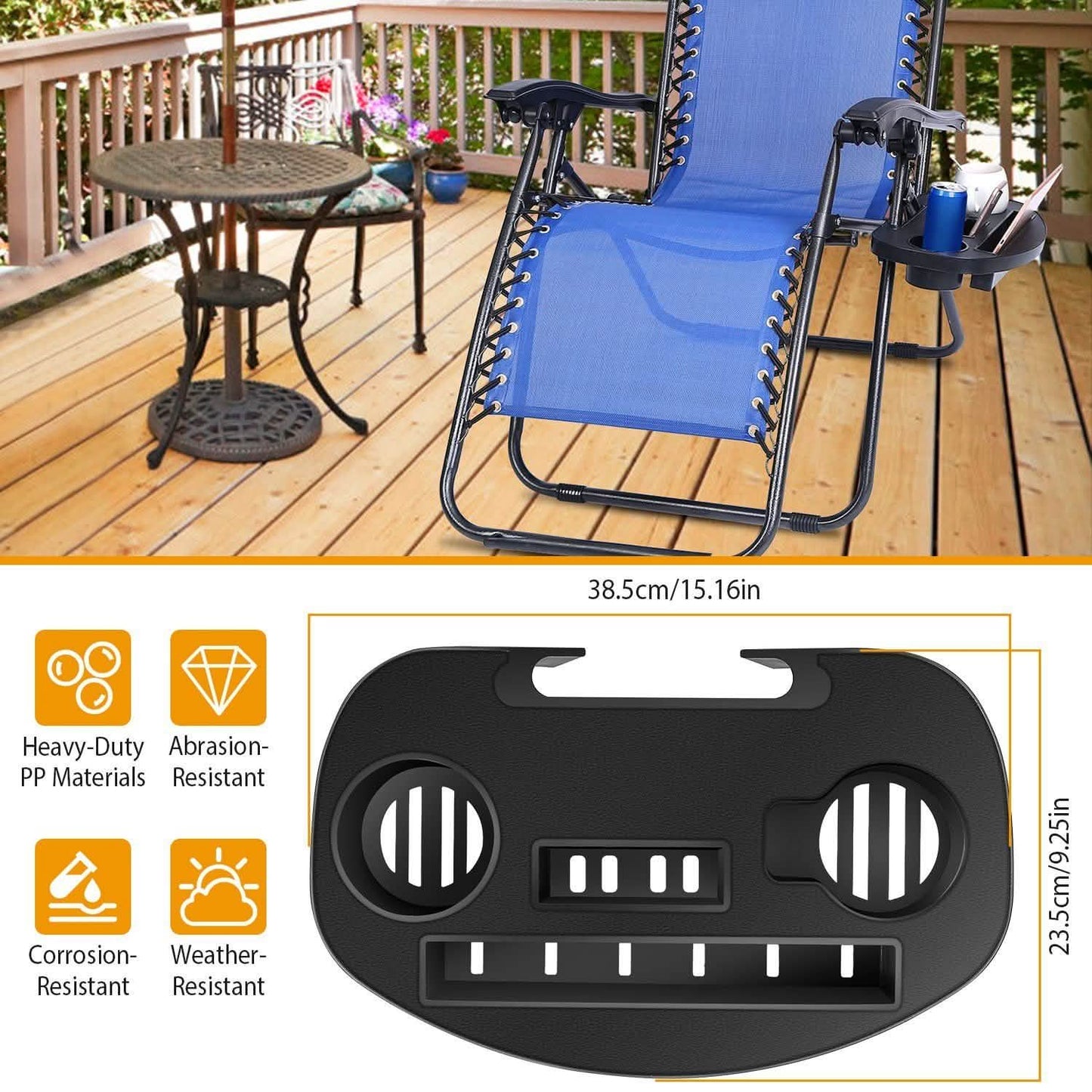 Zero Gravity Chair Cup Holder Clip On Side Tray DailySale