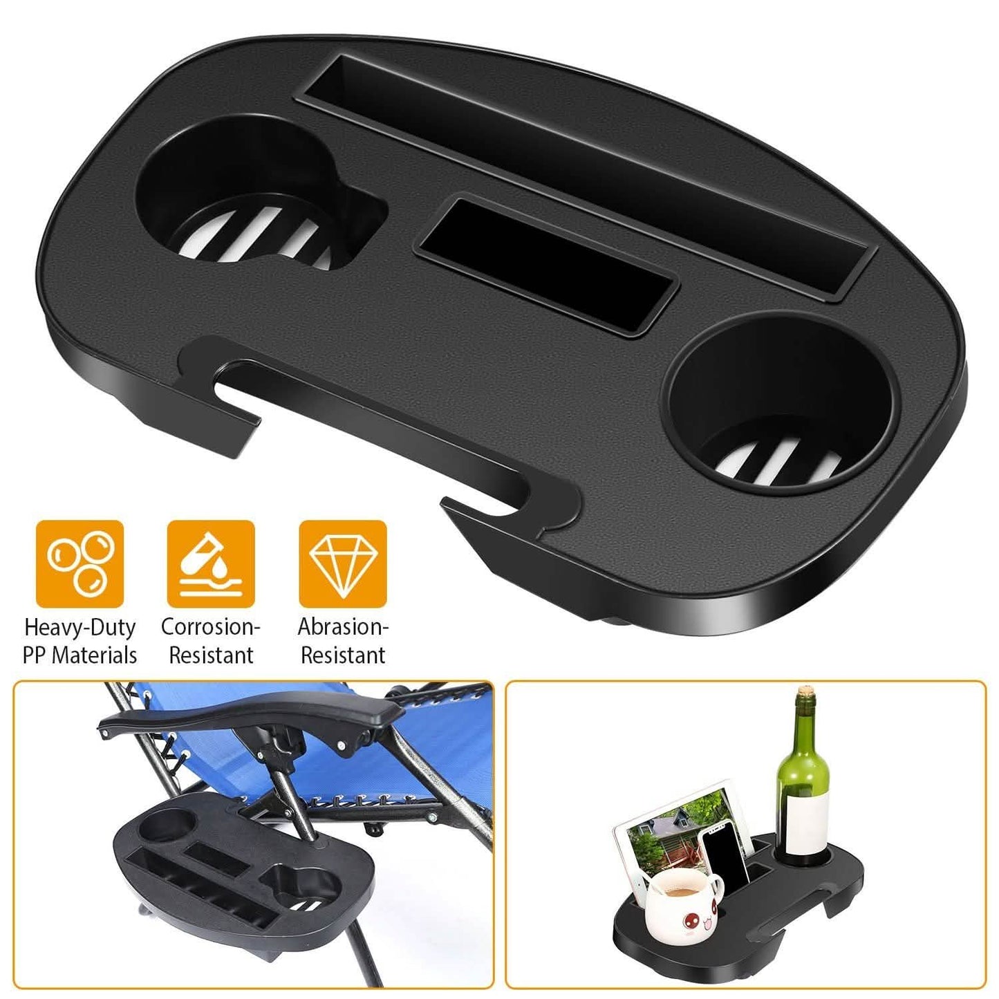 Zero Gravity Chair Cup Holder Clip On Side Tray DailySale