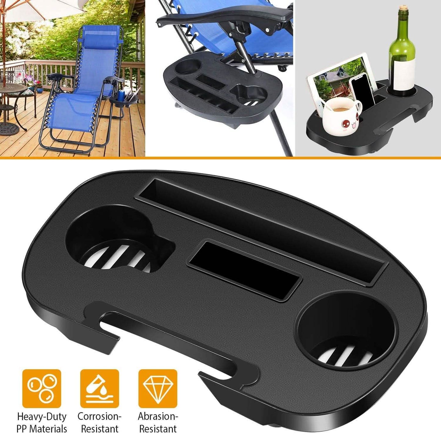 Zero Gravity Chair Cup Holder Clip On Side Tray DailySale