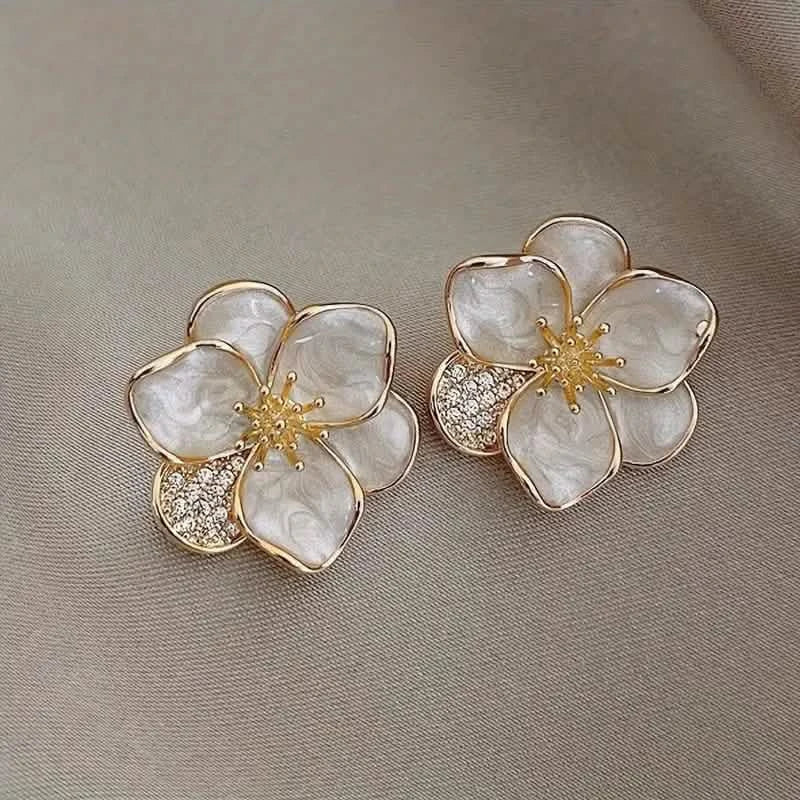 Zinc Alloy Pretty Sweet Flower Design Stud Earrings DailySale