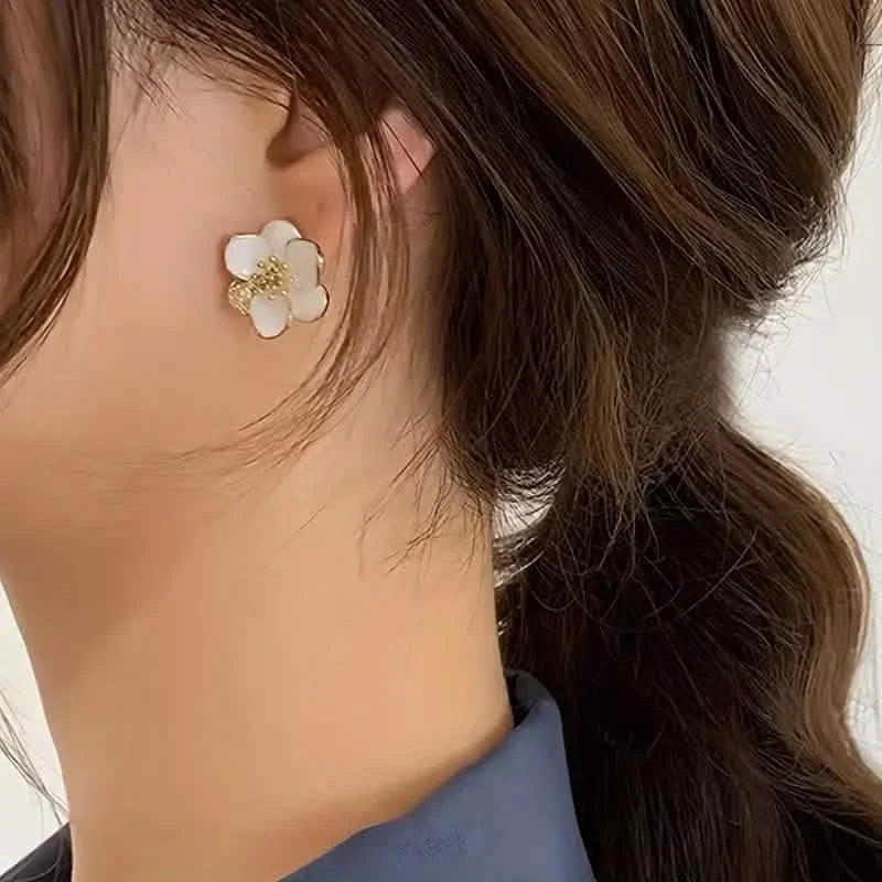 Zinc Alloy Pretty Sweet Flower Design Stud Earrings DailySale