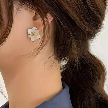 Zinc Alloy Pretty Sweet Flower Design Stud Earrings DailySale