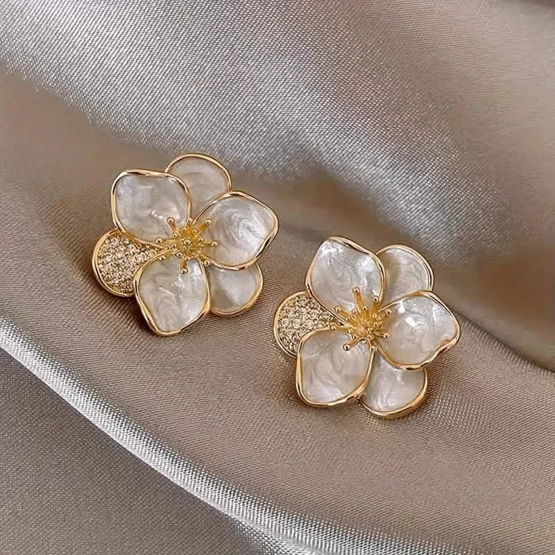 Zinc Alloy Pretty Sweet Flower Design Stud Earrings DailySale