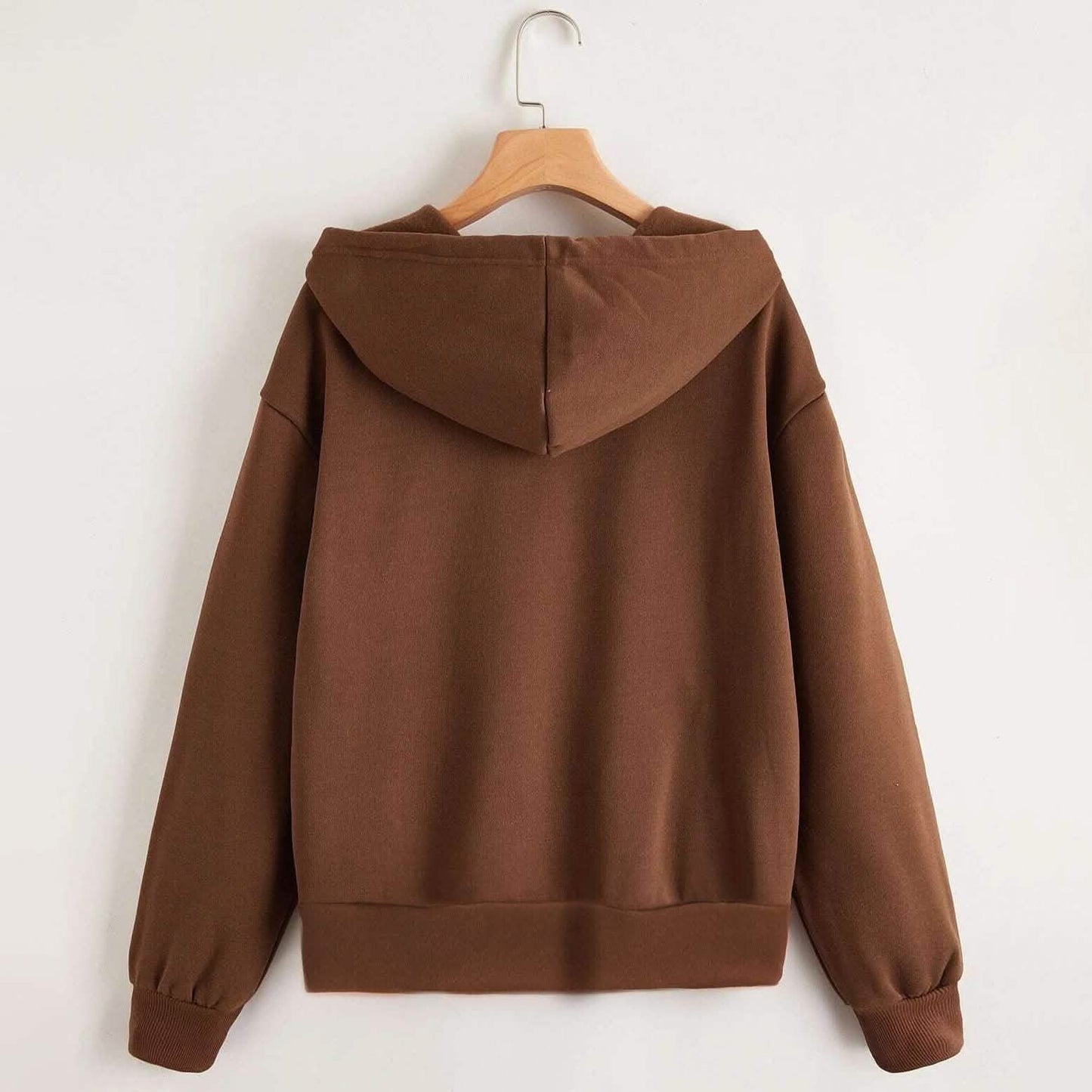 Zip Up Drop Shoulder Drawstring Hoodie DailySale