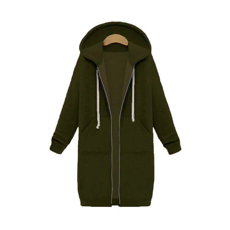 Zipper Front Pocket Drawstring Hoodie DailySale