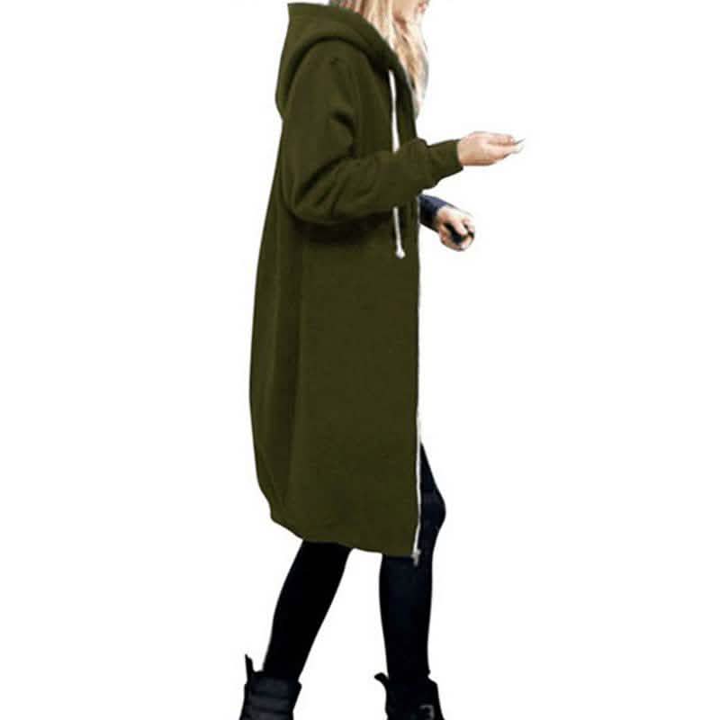 Zipper Front Pocket Drawstring Hoodie DailySale