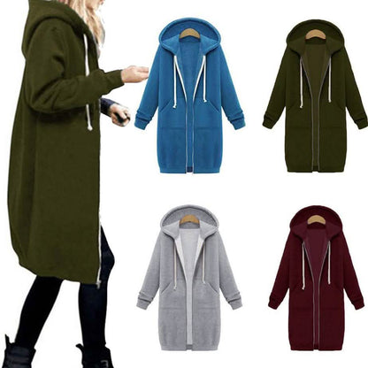 Zipper Front Pocket Drawstring Hoodie DailySale