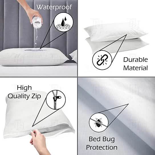 Zippered Waterproof Bed Bug/Dust Mite Fabric Pillow Covers DailySale