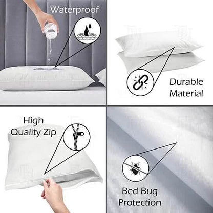 Zippered Waterproof Bed Bug/Dust Mite Fabric Pillow Covers DailySale