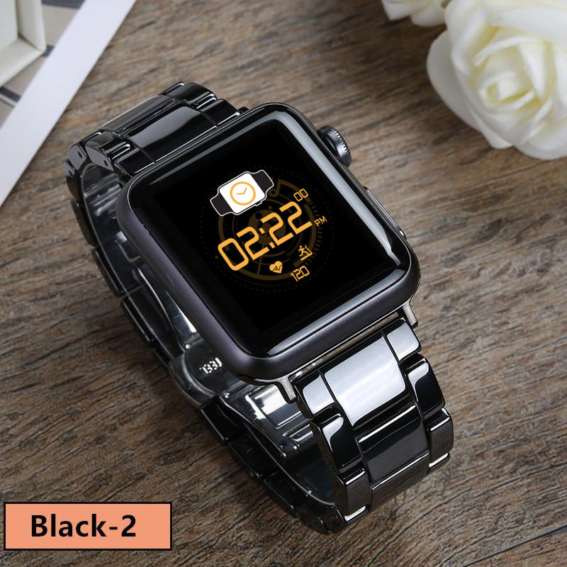 Ceramic Strap with Stainless Steel Butterfly Buckle for Apple Watch - Wristwatchstraps.co