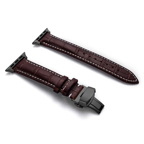 Leather watchband bracelet for Apple watch series 5 4 3 2 - Wristwatchstraps.co